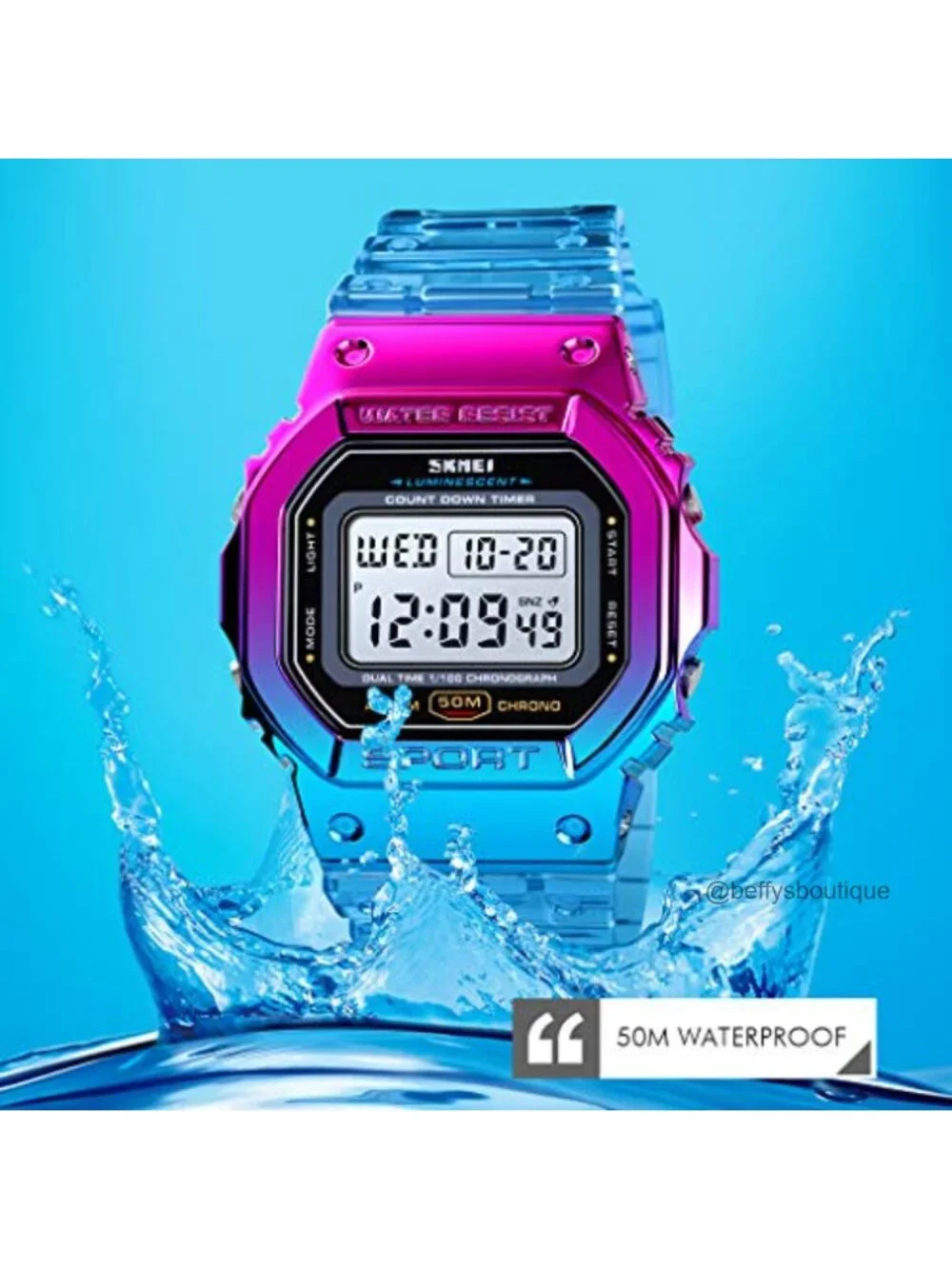 Women's Digital Sports Watch Waterproof Silicone Strap Casual Wrist Watch